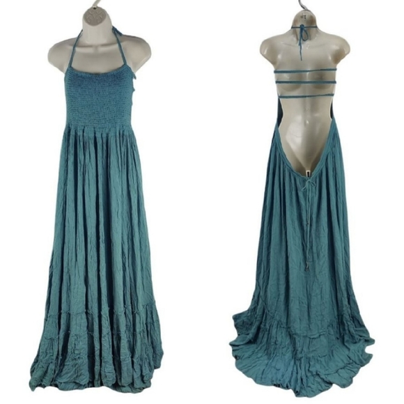Teal Boho Ruffle Dress - Picture 7 of 7